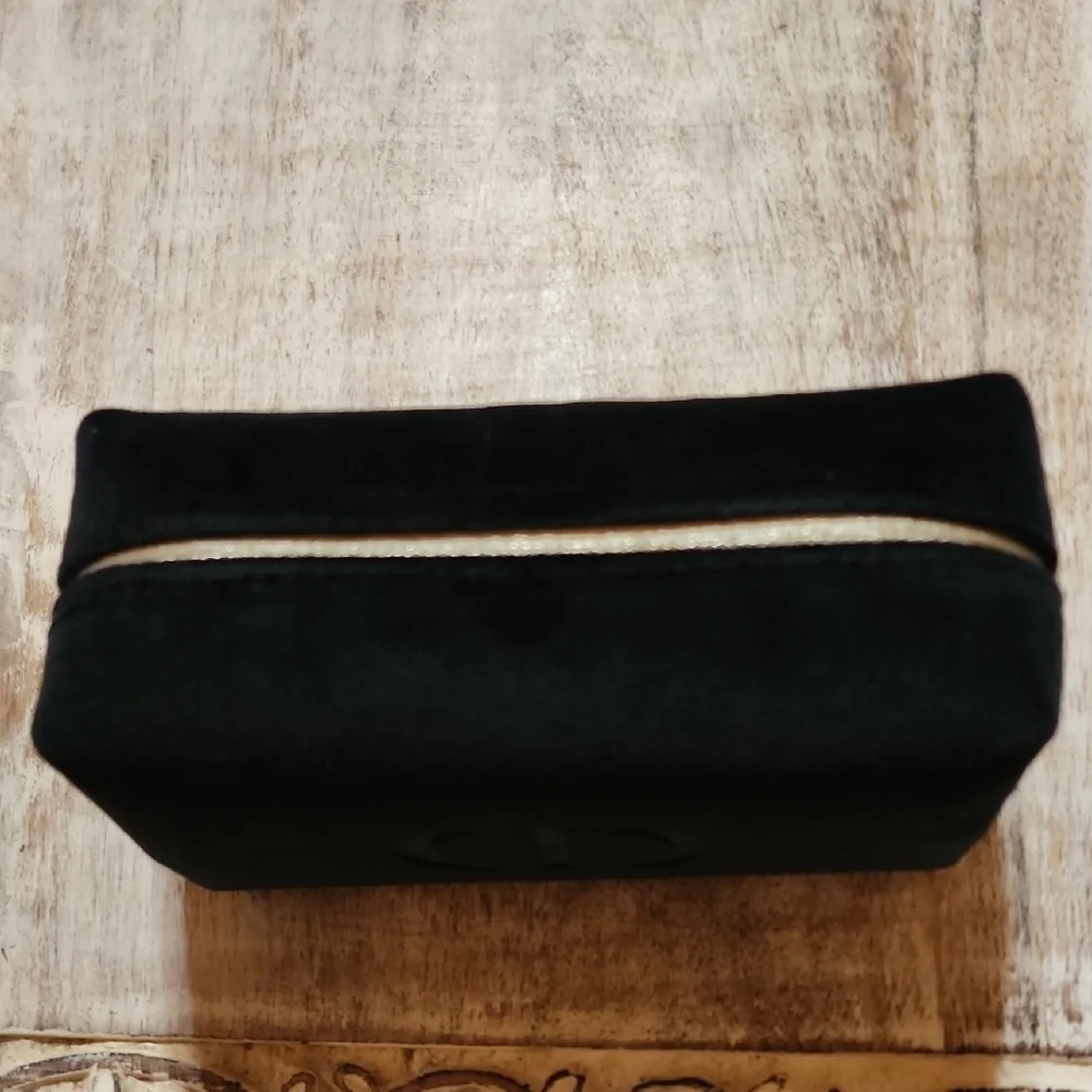 Dior Soft Black Cosmetic Pouch With Gold Accents